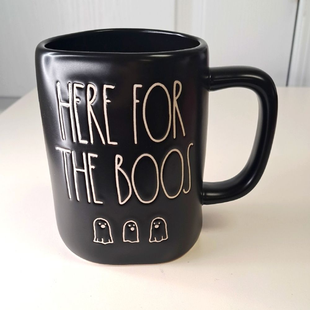 Black Halloween Mug RAE DUNN Ghost Here for the Boos